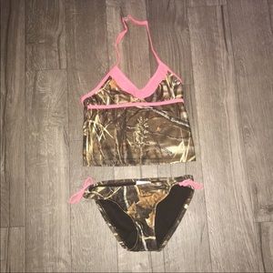 Girls two piece bikini set camouflage color.size 7/8.